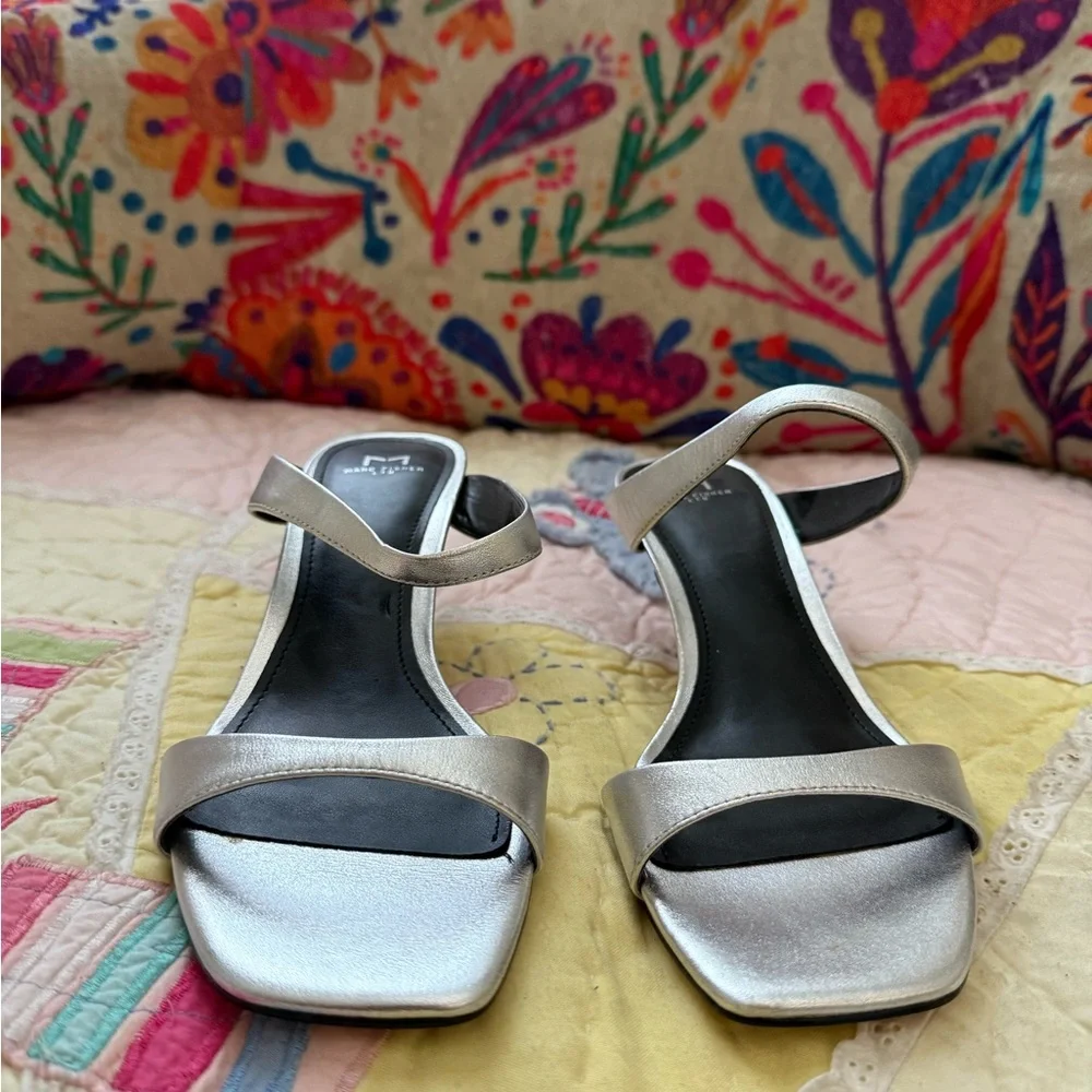 Marc Fisher Metallic Silver Sandals - Picture 1 of 5